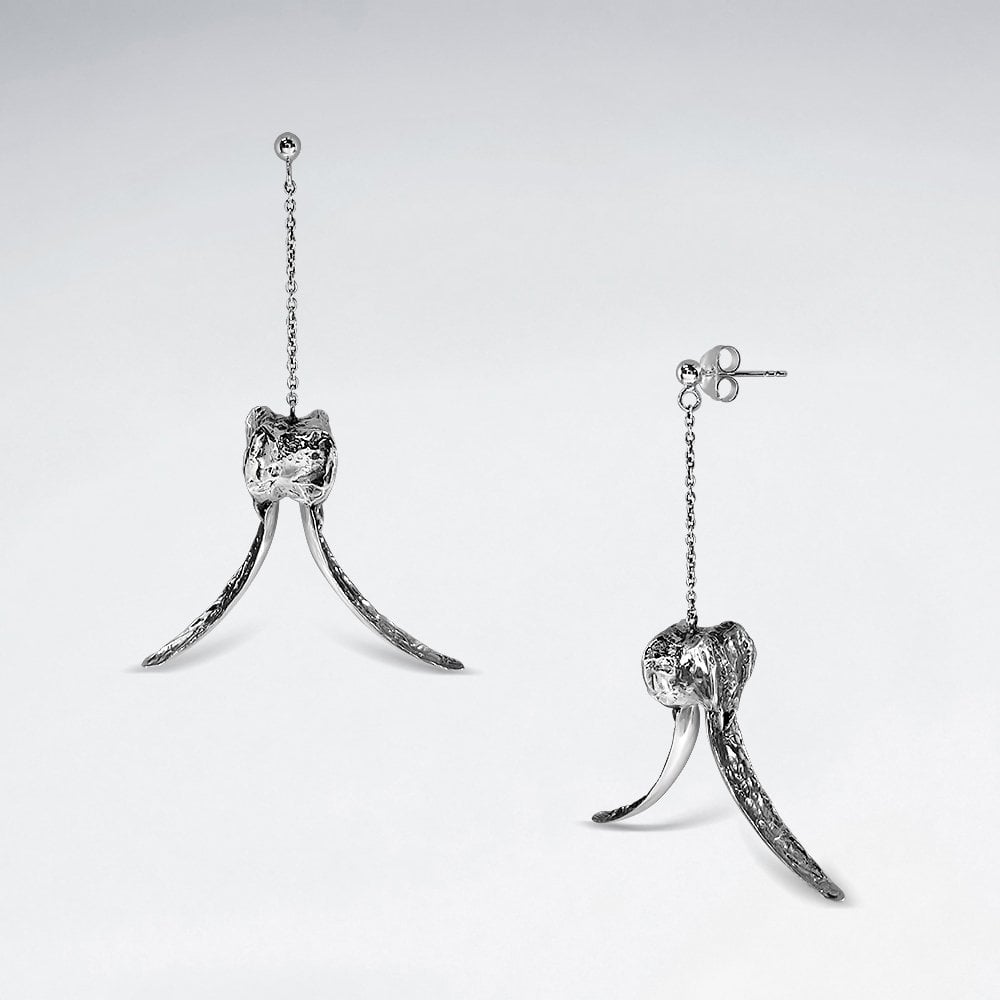 925 Sterling Silver Two Winged Fruit Chandelier Dangle Earrings