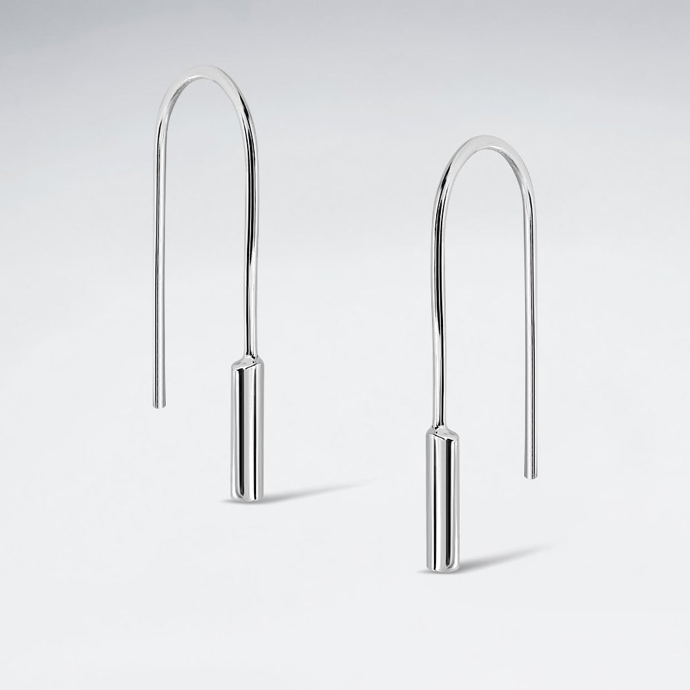 925 Sterling Silver Minimalist Geometric Hook Earrings