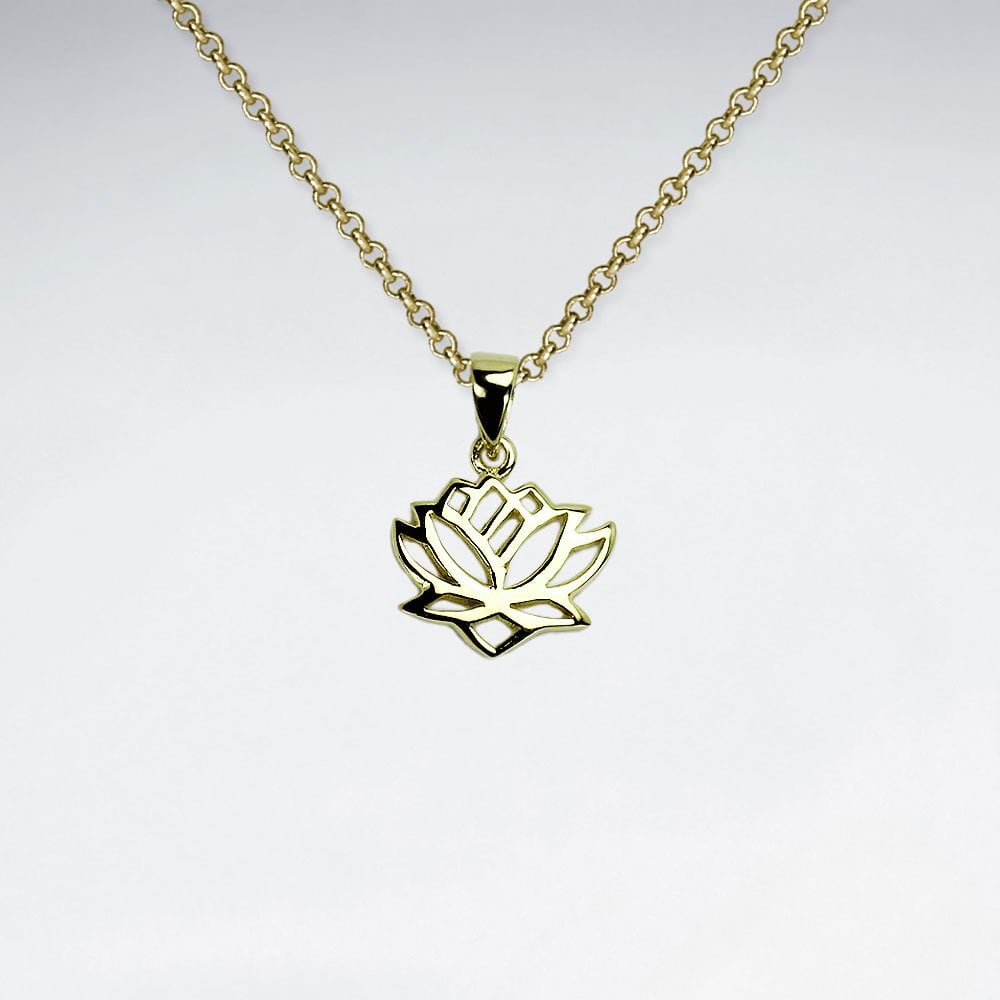 925 Sterling Silver Openwork Lotus Flower Pendant
