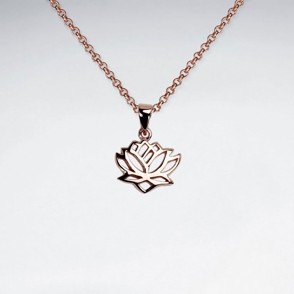 925 Sterling Silver Openwork Lotus Flower Pendant