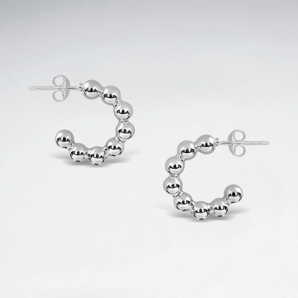 925 Sterling Silver Ball Hoop Stud Earrings