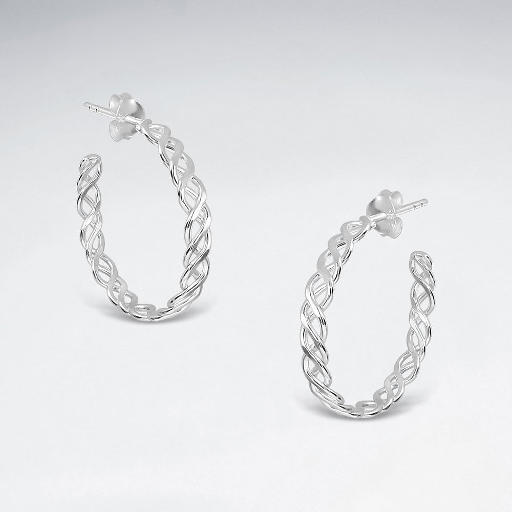 925 Sterling Silver Filigree Hoop Stud Earrings