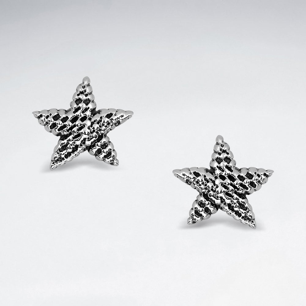 Sea Life Sterling Silver Starfish Stud Earrings