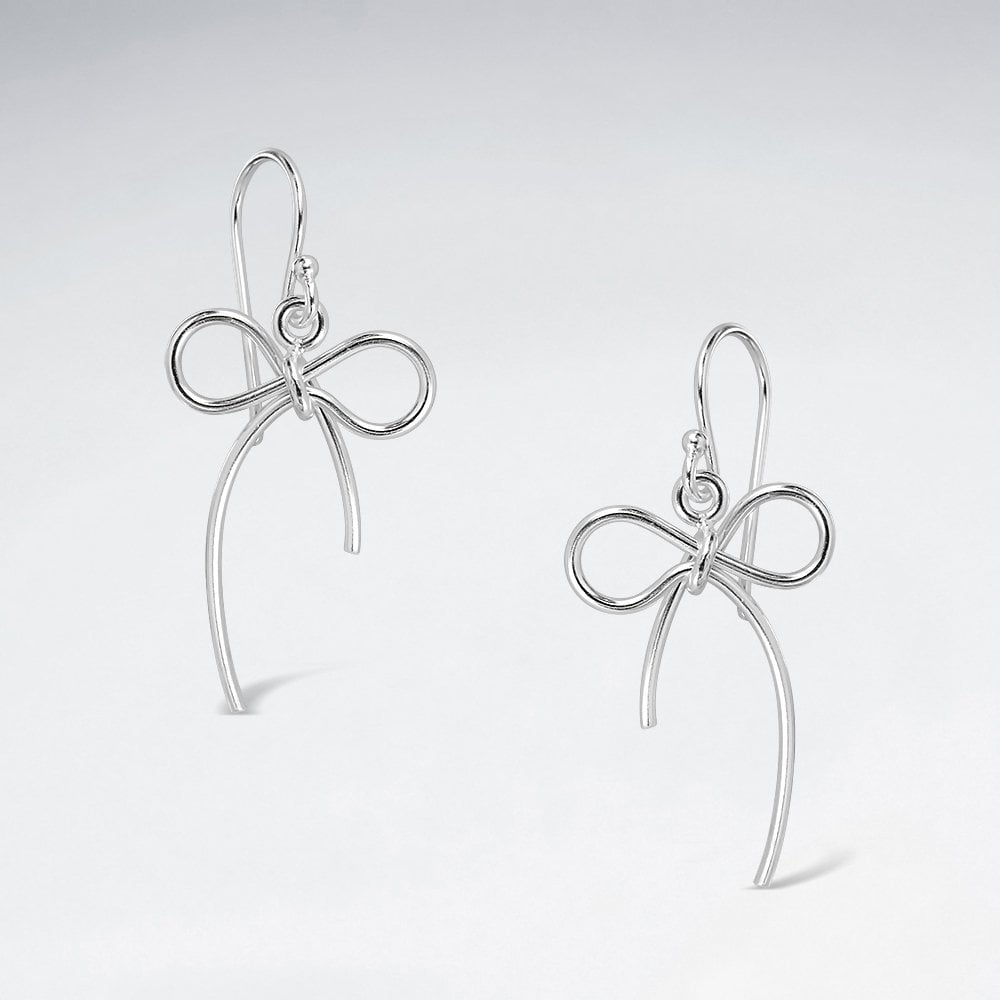 925 Sterling Silver Infinity Ribbon Hook Earrings