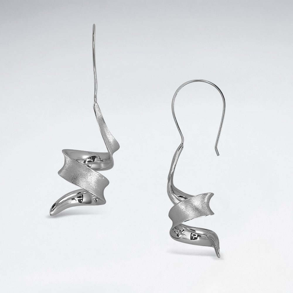 925 Sterling Silver Spiral Drop Hook Earrings