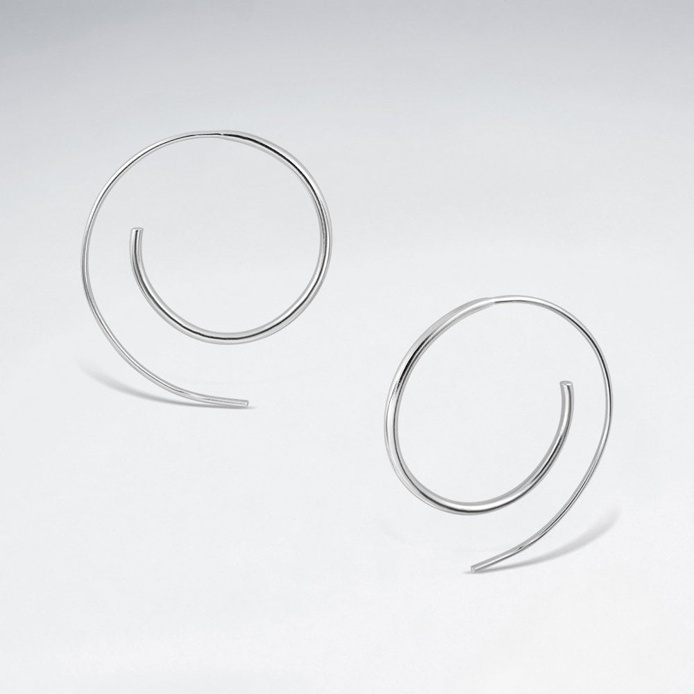 925 Sterling Silver Spiral Hoop Earrings