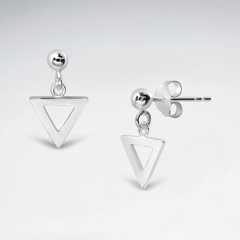 925 Sterling Silver Drop Triangle Dangle Stud Earrings
