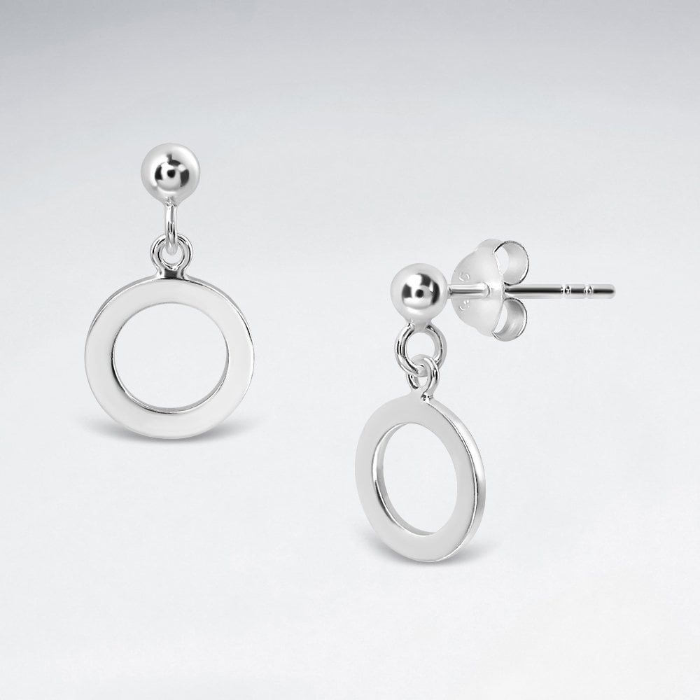 925 Sterling Silver Drop Circle Dangle Stud Earrings
