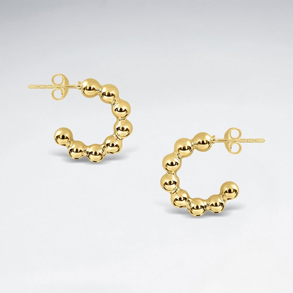 925 Sterling Silver Ball Hoop Stud Earrings