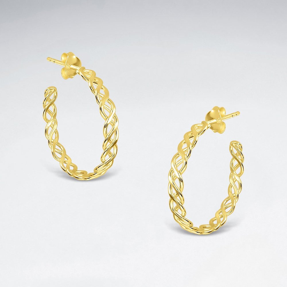 925 Sterling Silver Filigree Hoop Stud Earrings