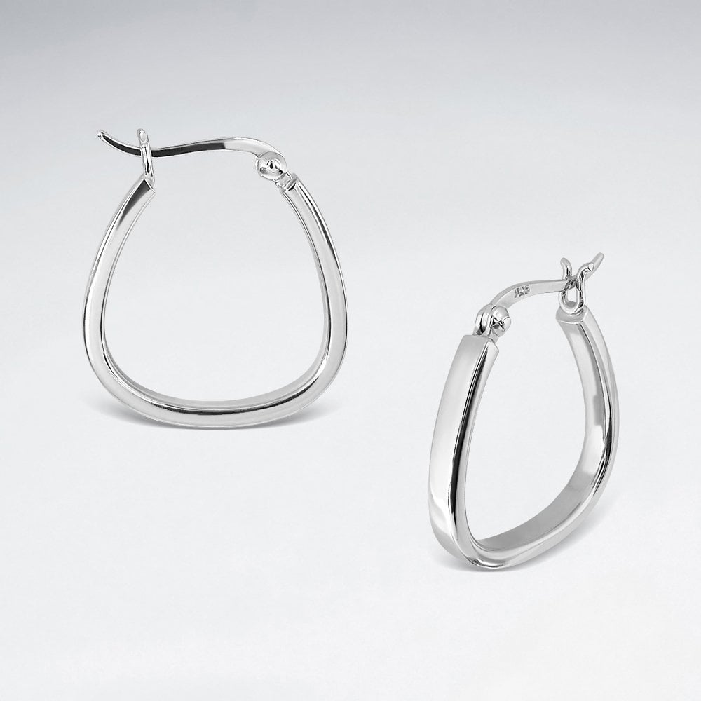 925 Sterling Silver Abstract Hoop Earrings