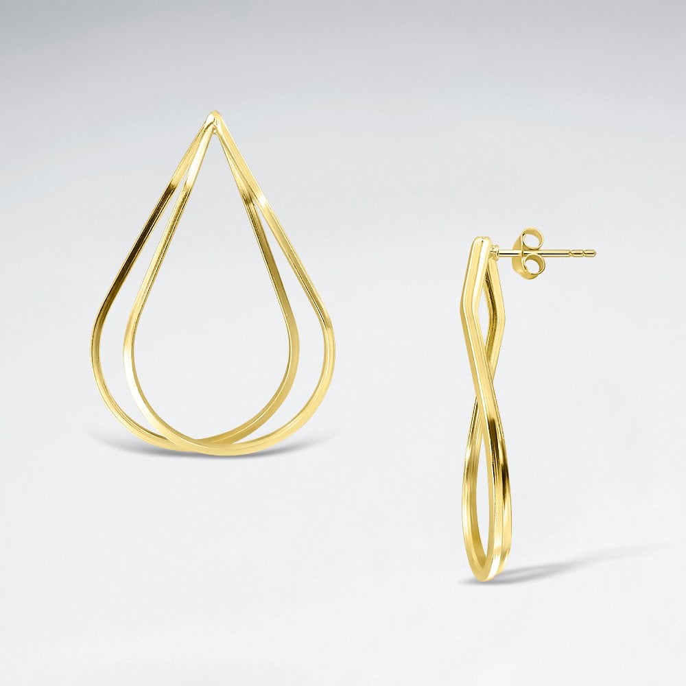925 Sterling Silver Teardrop Openwork Stud Earrings