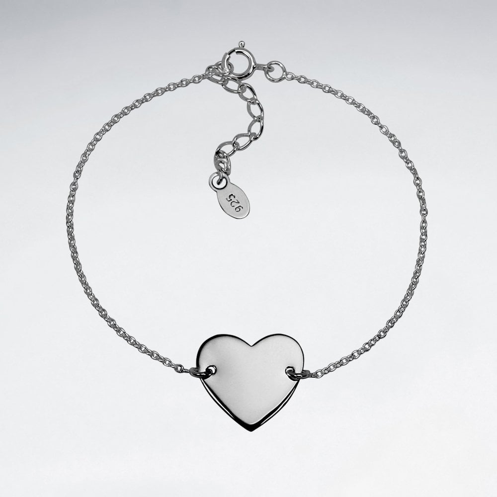 Engravable 925 Silver Heart Bracelet