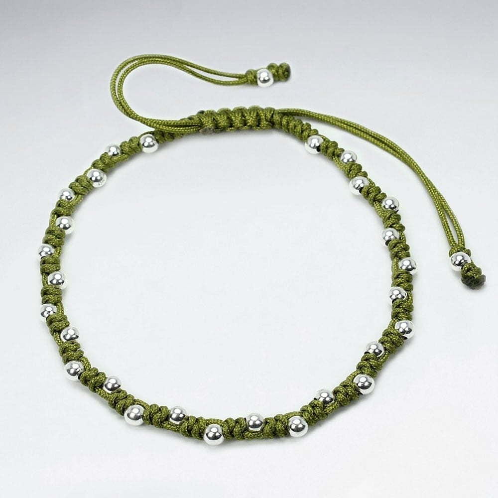 7" Adjustable Nylon Bead Ball Wrap Bracelet