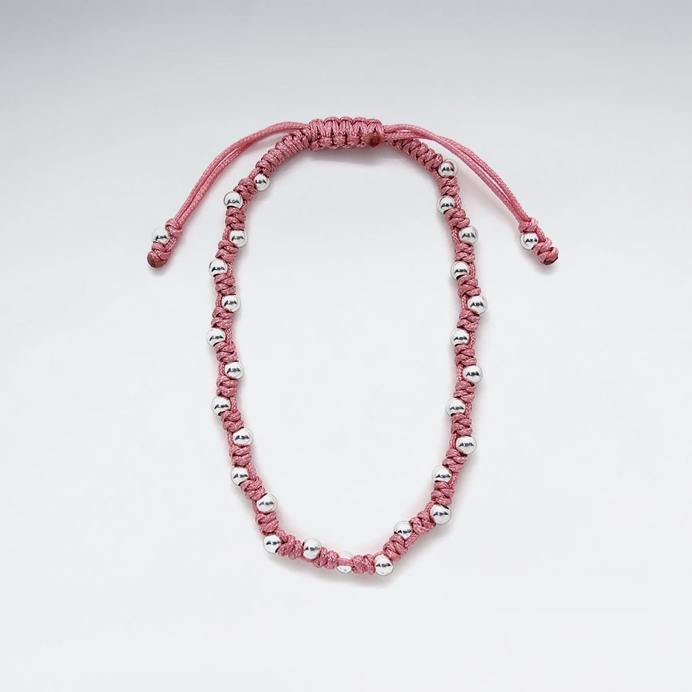 7" Adjustable Nylon Bead Ball Wrap Bracelet