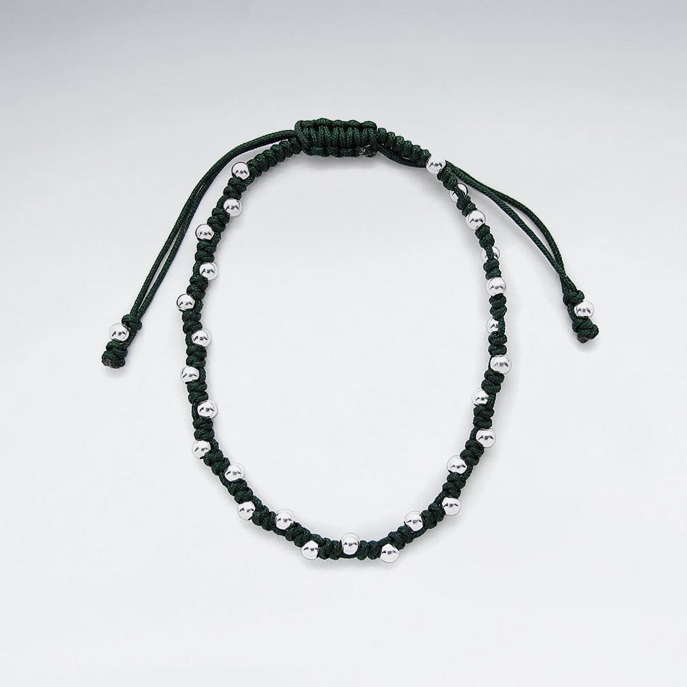 7" Adjustable Nylon Bead Ball Wrap Bracelet