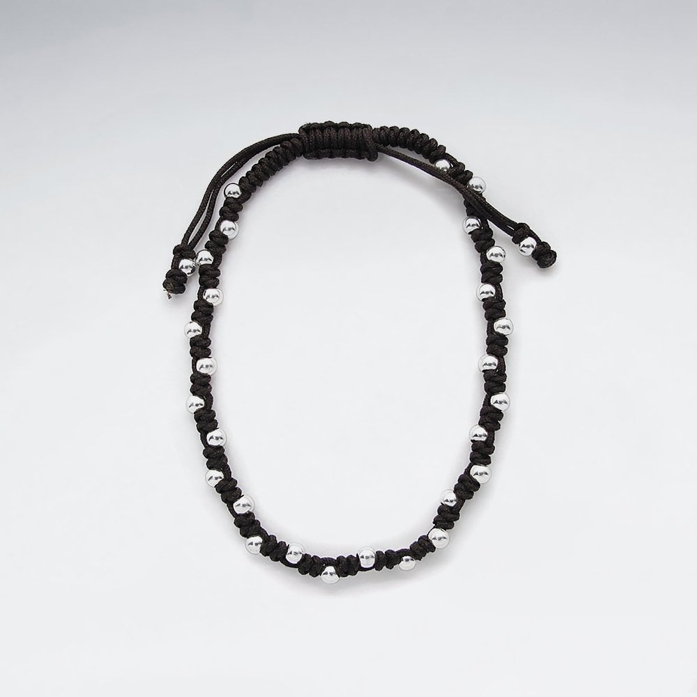 7" Adjustable Nylon Bead Ball Wrap Bracelet