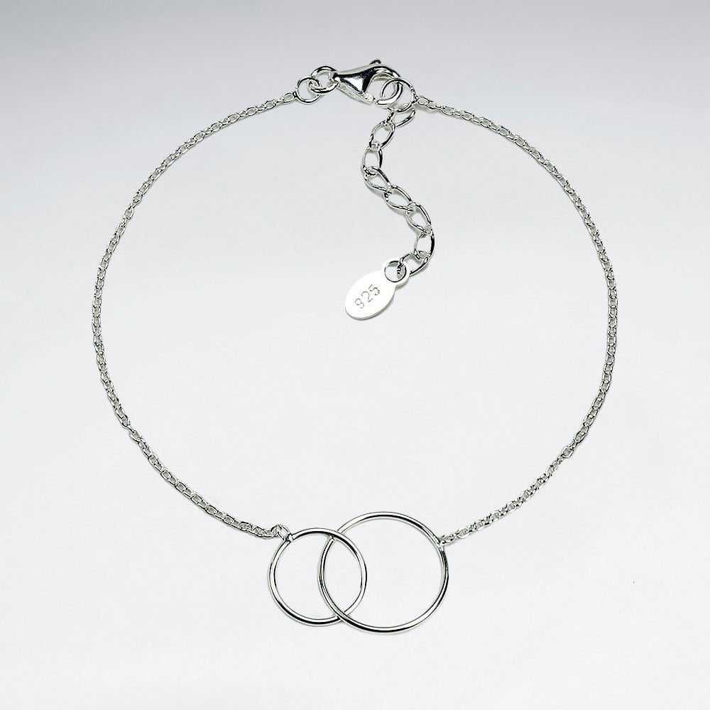 Sterling Silver Linked Hoop Circles Bracelet