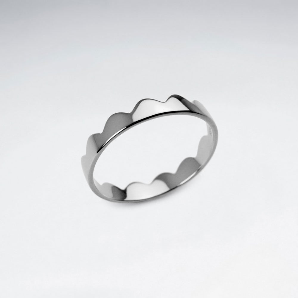 Crowning Touch sterling Silver Scalloped Edge Ring