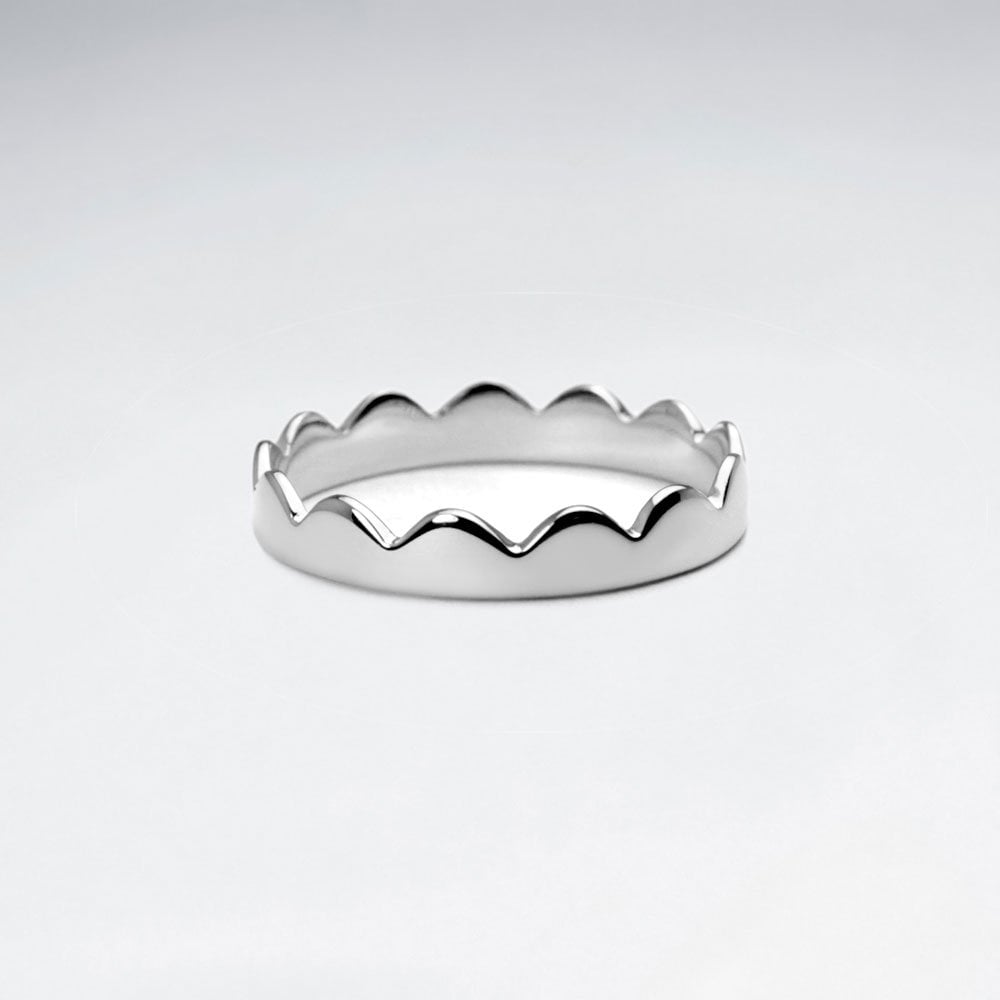 Crowning Touch sterling Silver Scalloped Edge Ring
