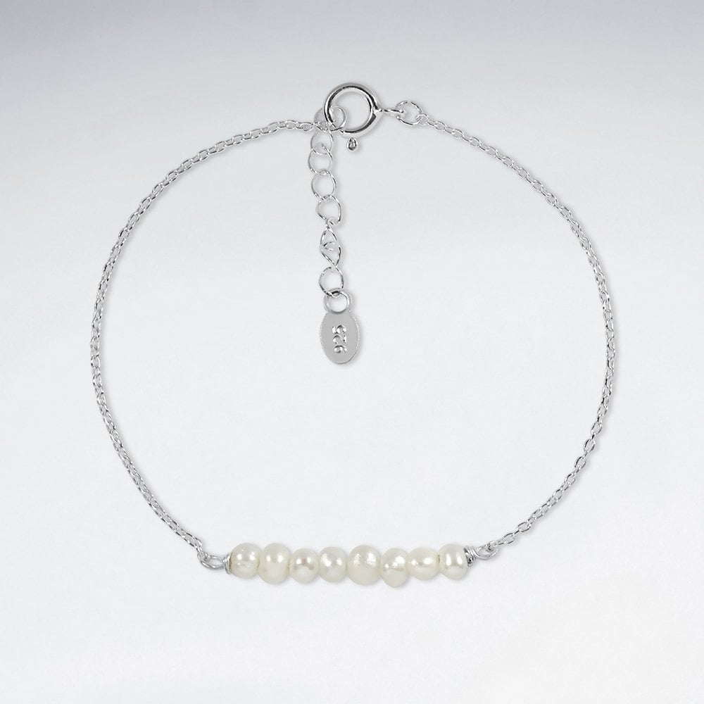 Pearls Silver Adjustable Bracelet