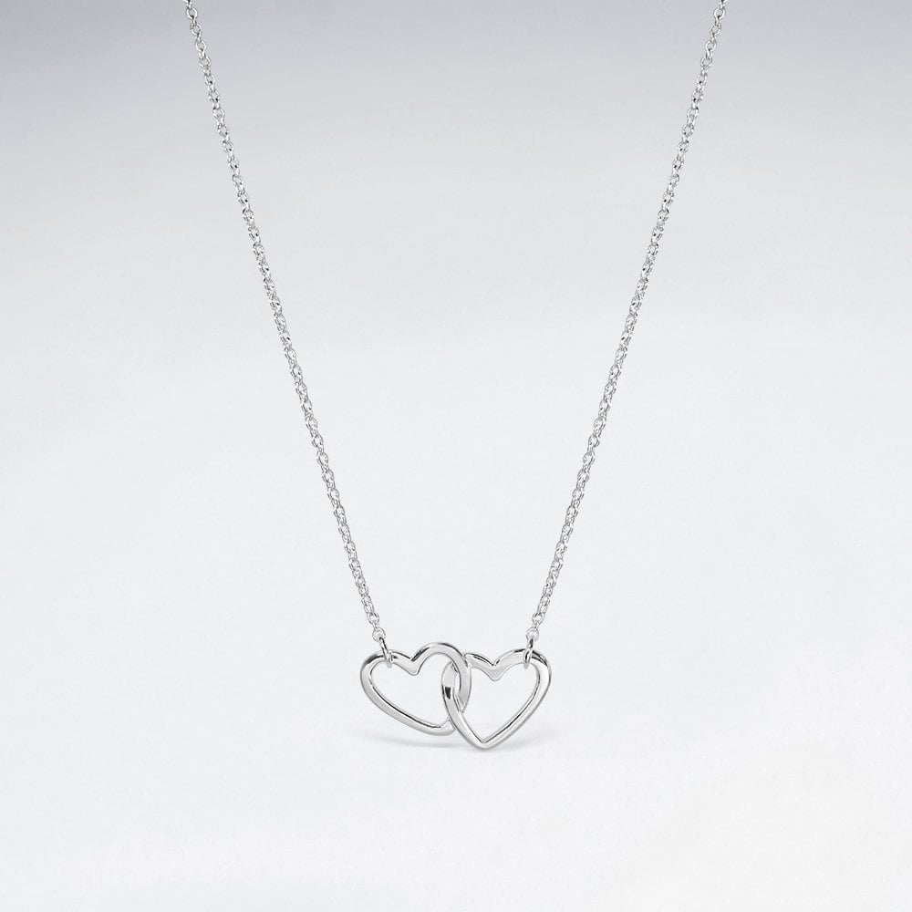 Sterling Silver Linked Hearts Necklace