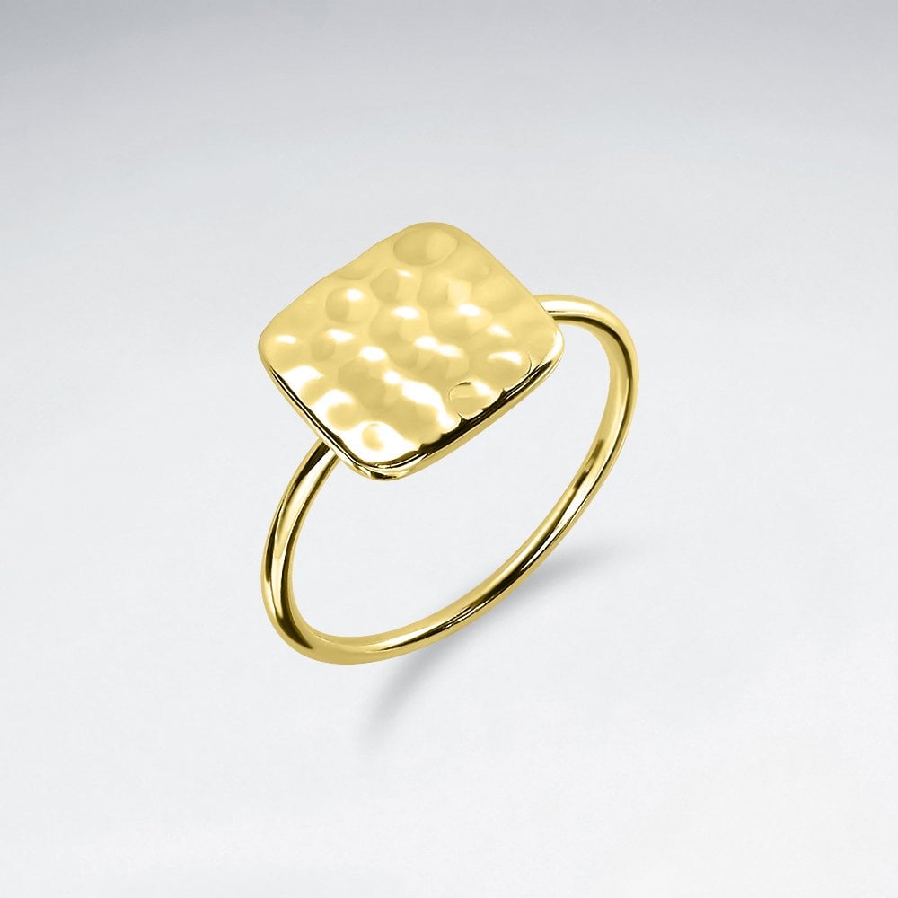 Sterling Silver Hammered Square Ring