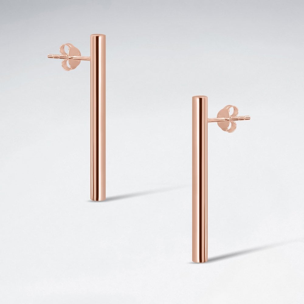 Vertical Lines Sterling Silver Stud Post Earrings