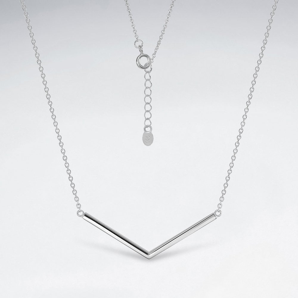 Sterling Silver Chevron Bar Necklace