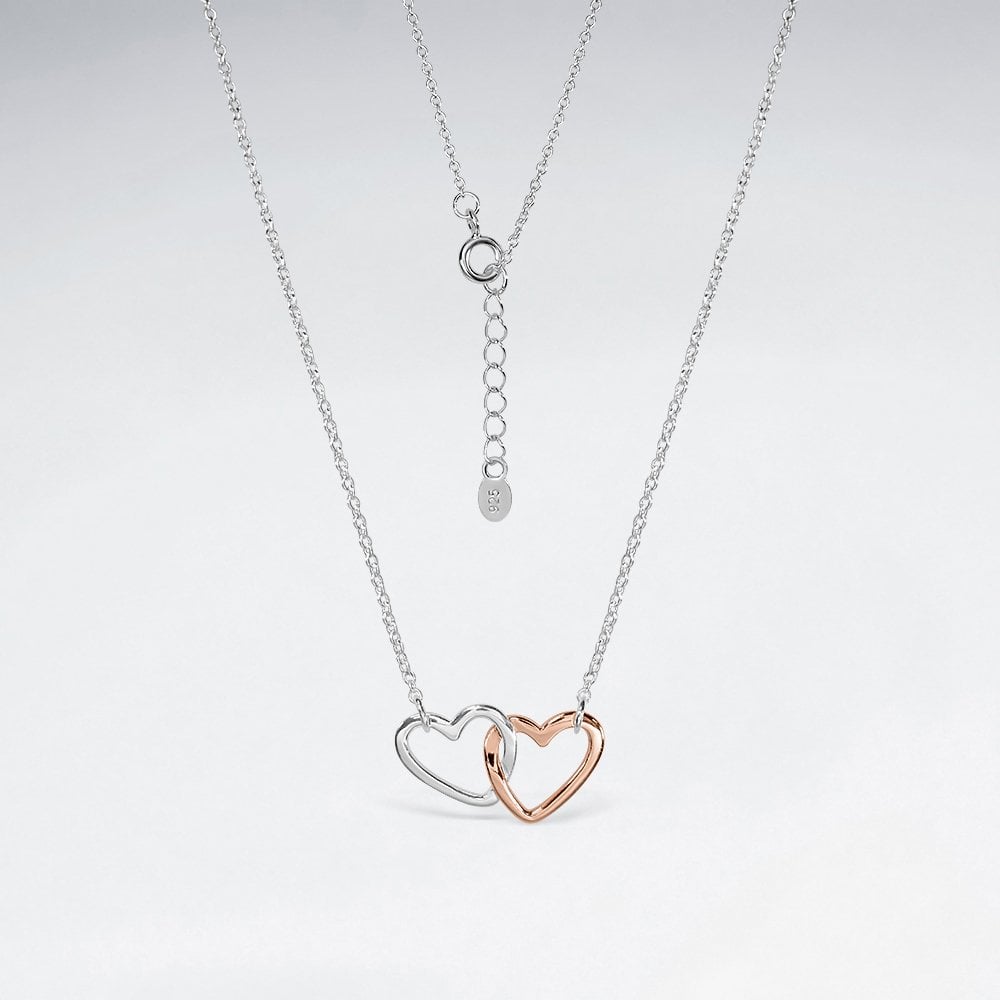 Sterling Silver Linked Hearts Necklace