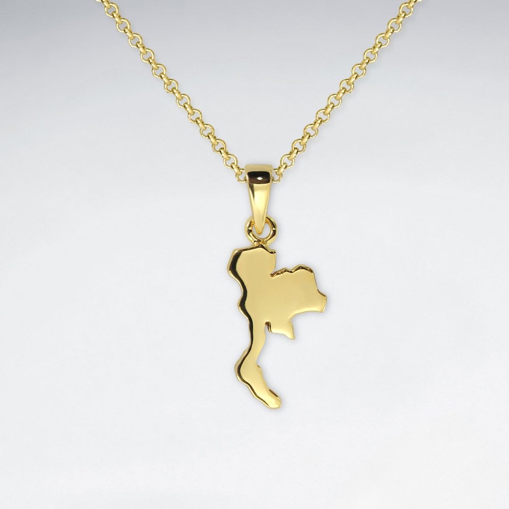 Sterling Silver Thailand Map Pendant