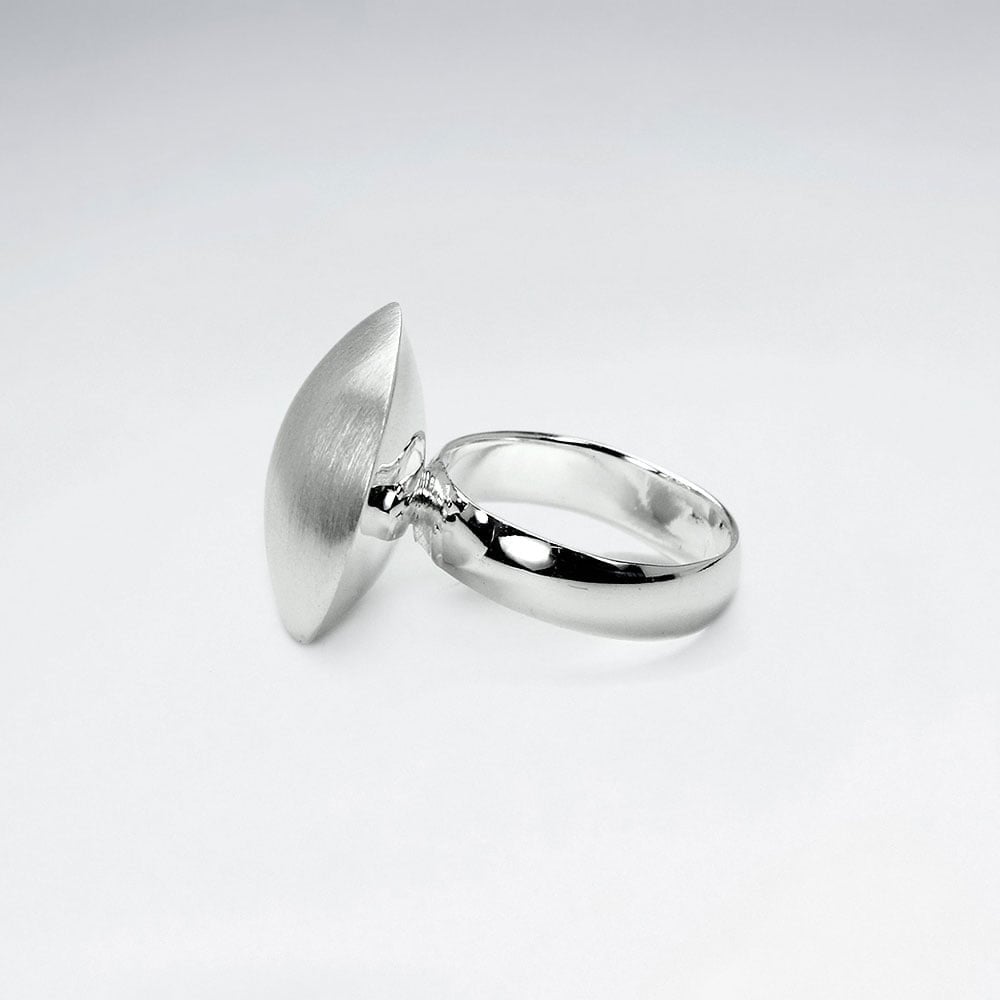 Sterling Silver Matte Finishing Rounded Dome Ring