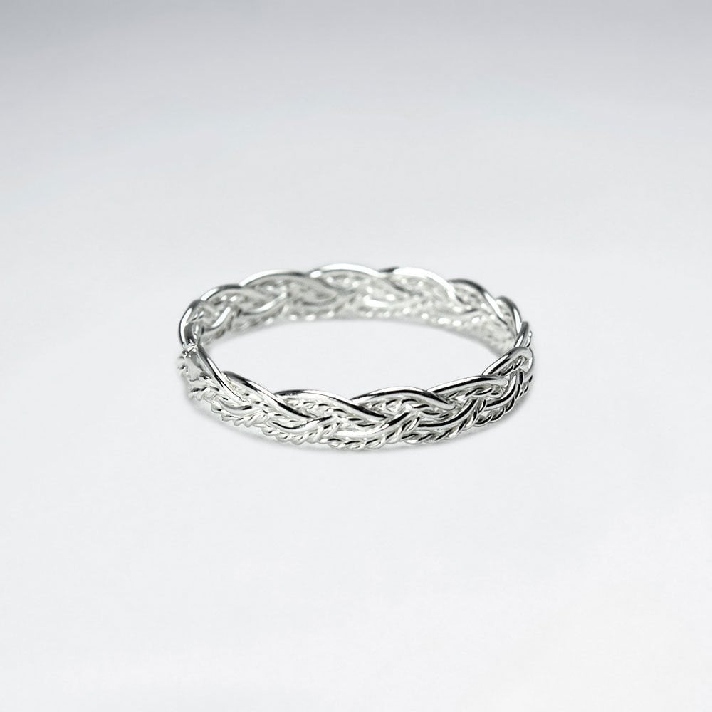 Textured Braided Weave Ring in Sterling Silver