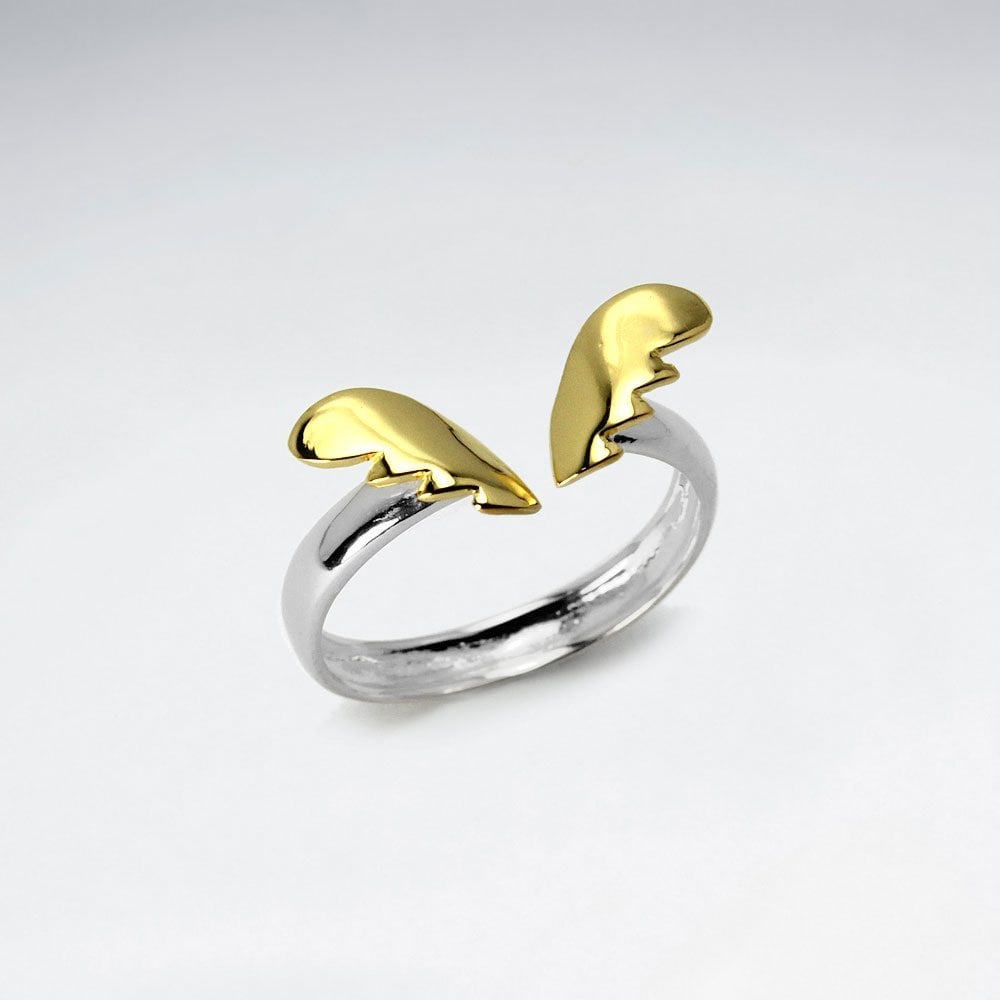 Angel's Wings Duel Toned Sterling Silver Ring