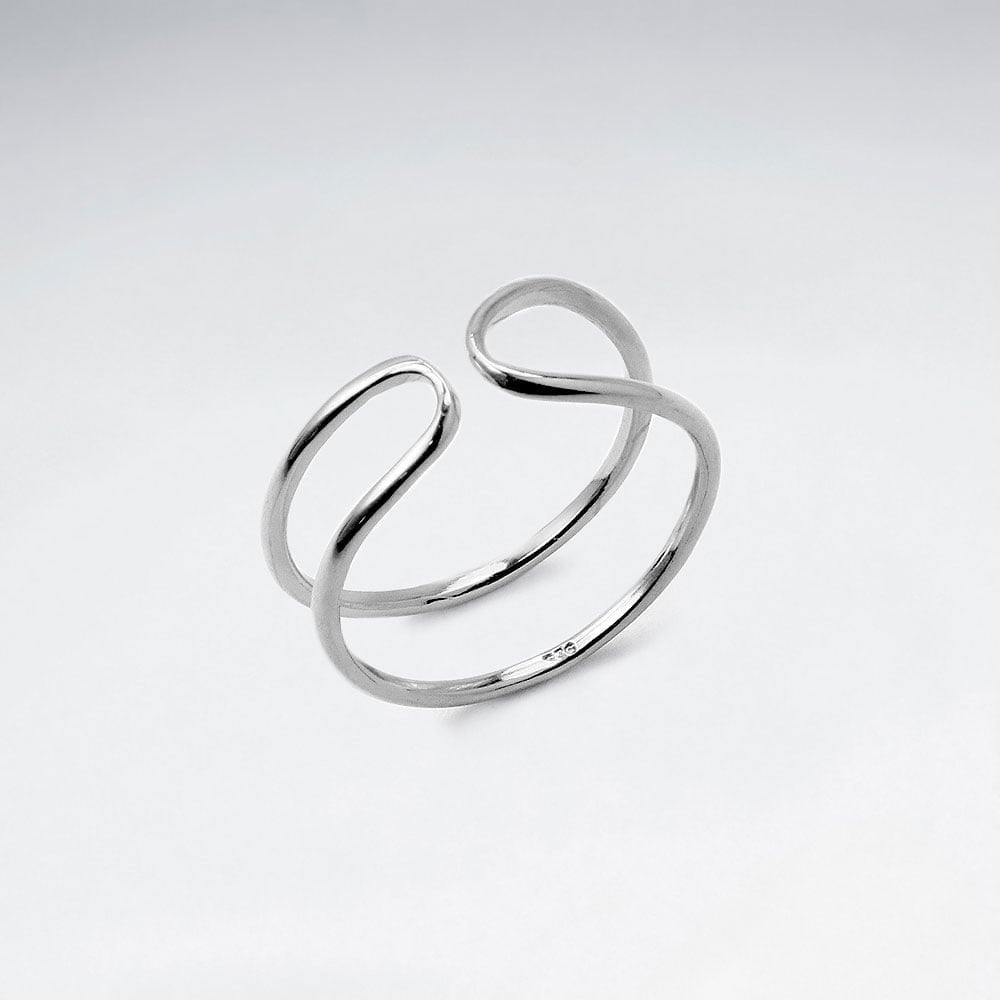 925 Silver Rounded Open Cuff Ring