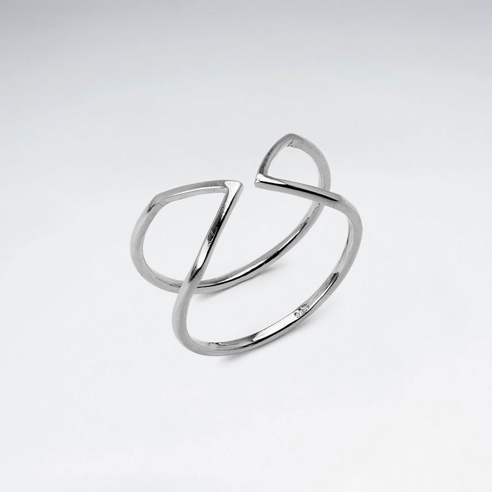 925 Silver Pointed "Arrow" Open Cuff Ring