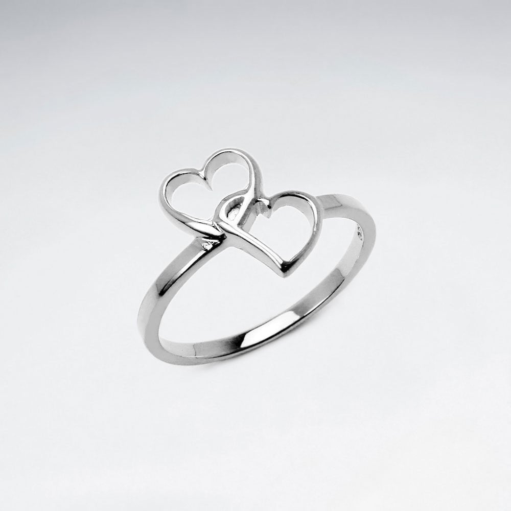 Sterling Silver Intertwined Hearts Ring