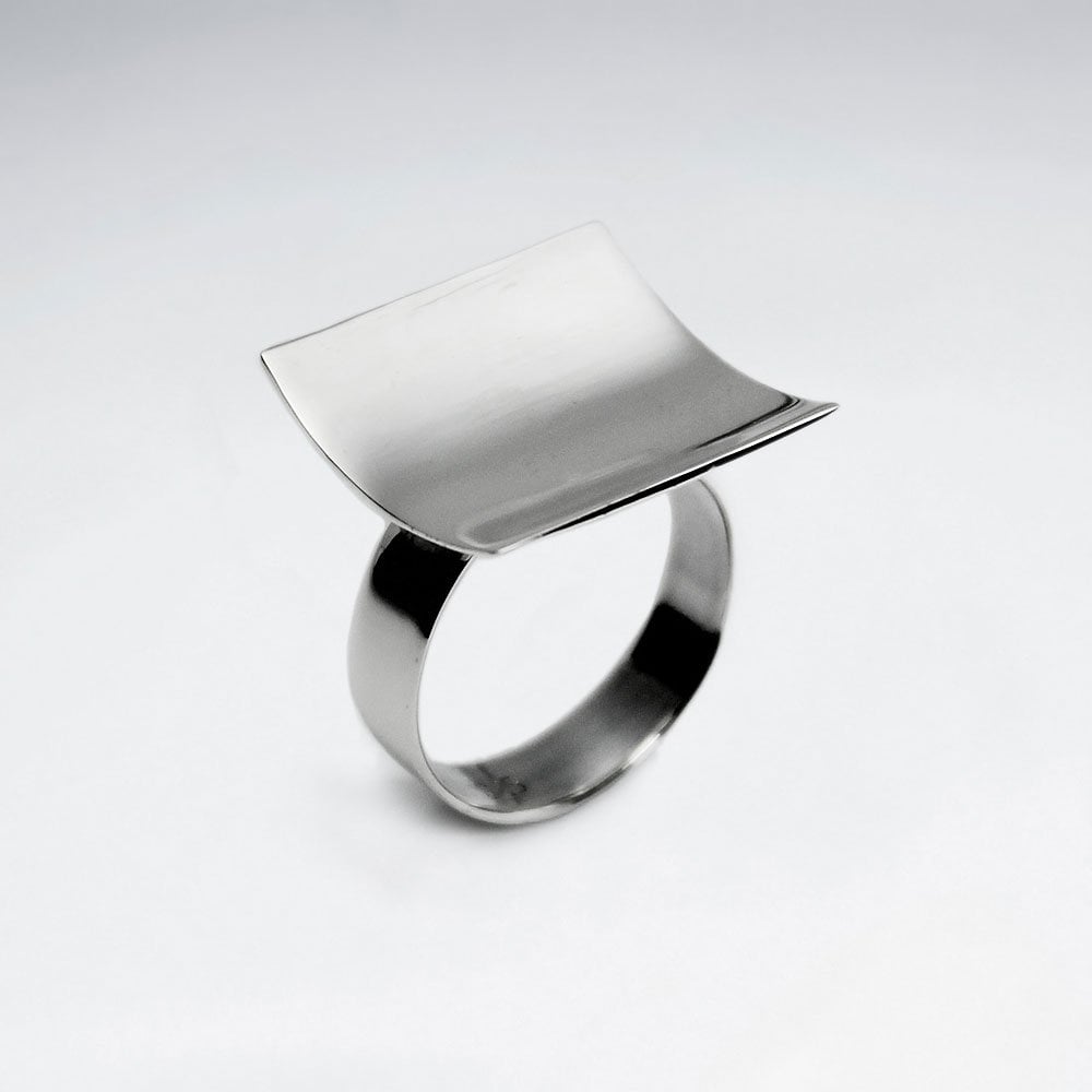 Sterling Silver Modern Square Design Ring