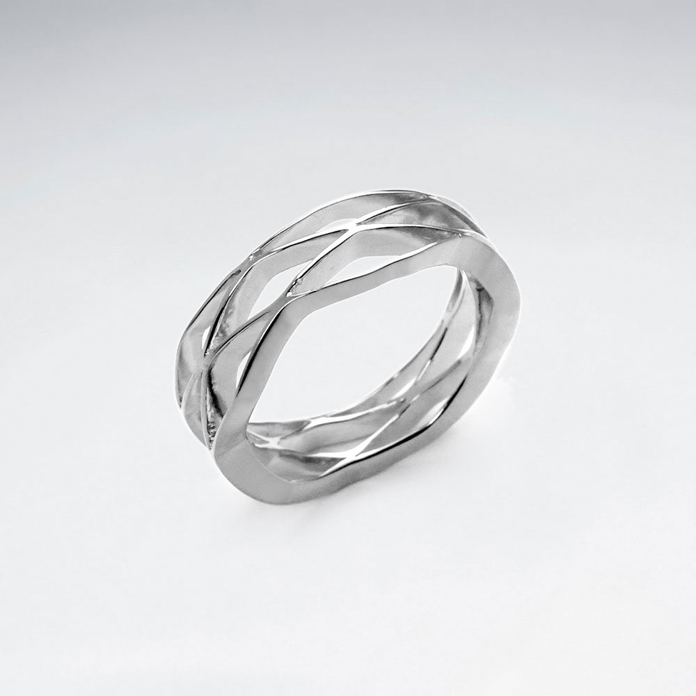 925 Silver Openwork X-Style Pattern Ring