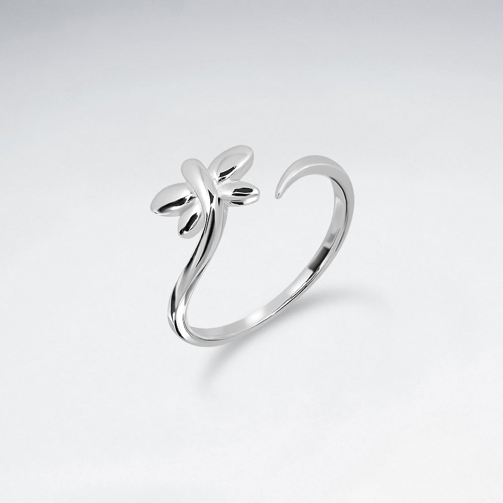 Sterling Silver Dragonfly Open End Ring