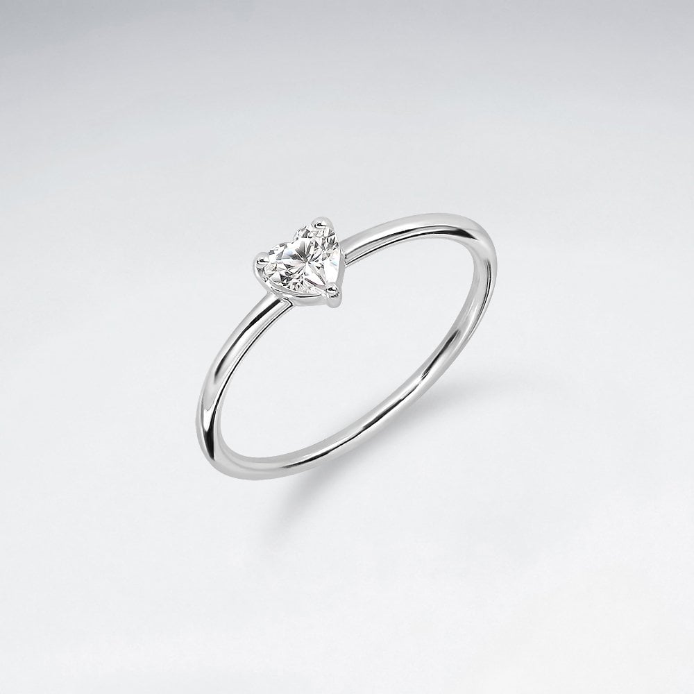 Sterling Silver and Cubic Zirconia Heart Ring