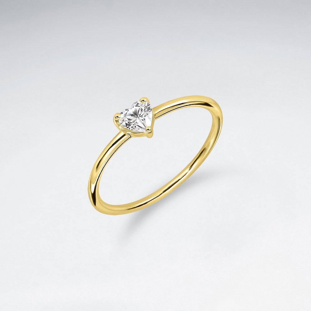 Sterling Silver and Cubic Zirconia Heart Ring