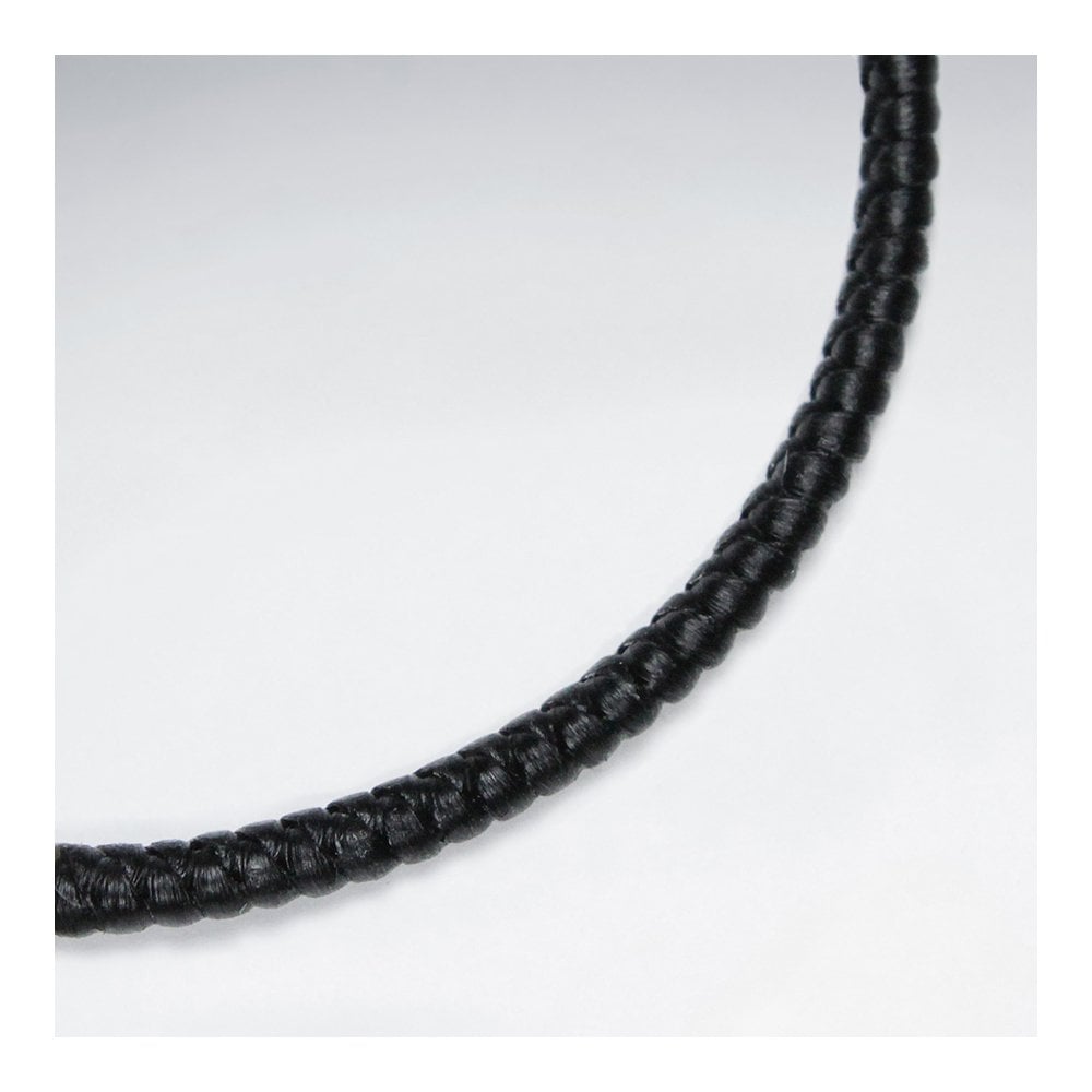 7" Adjustable Black Macrame Waxed Cotton Bracelet With Antique Handmade Silver Round Beads