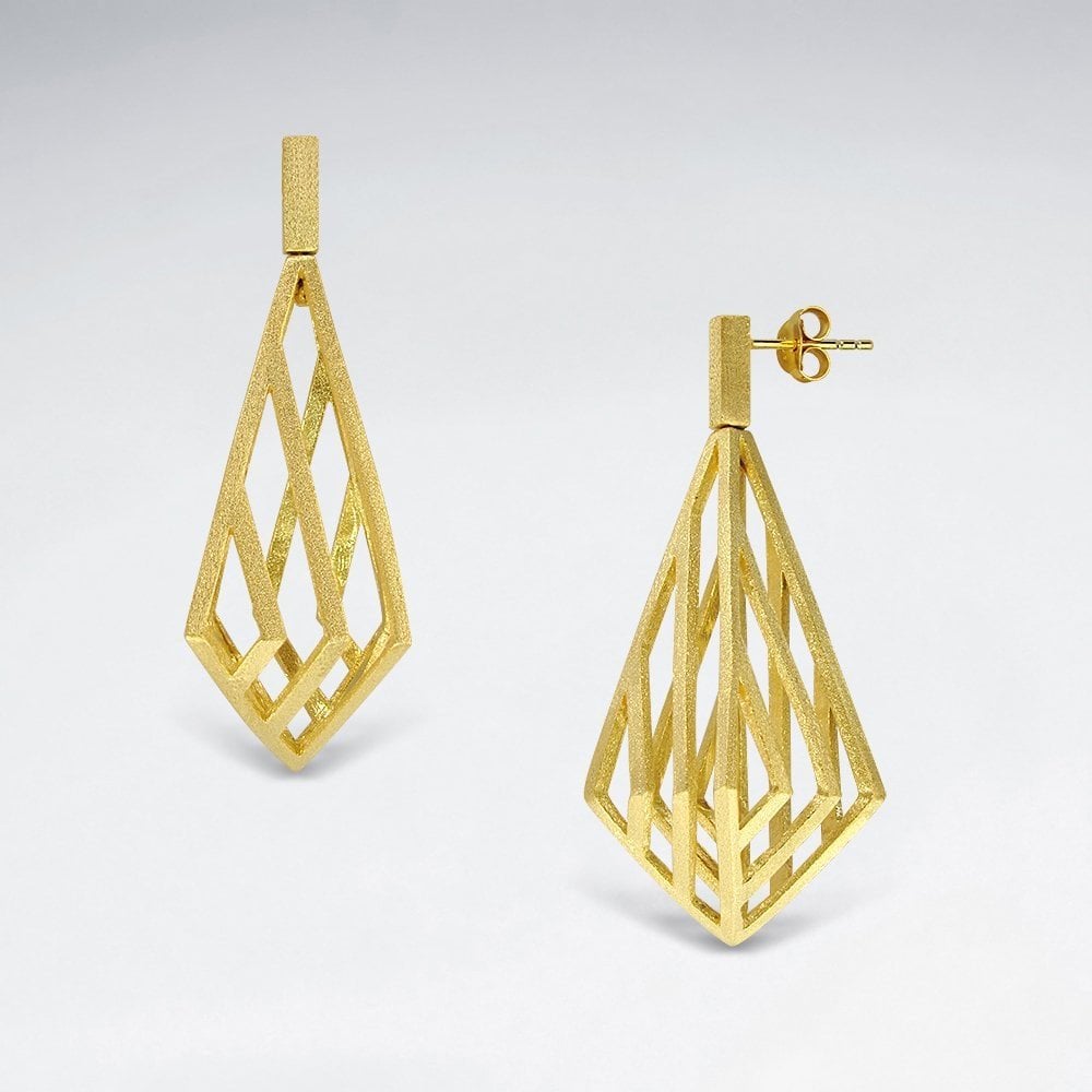 Sterling Silver Filigree Marquis Drop Stud Earrings