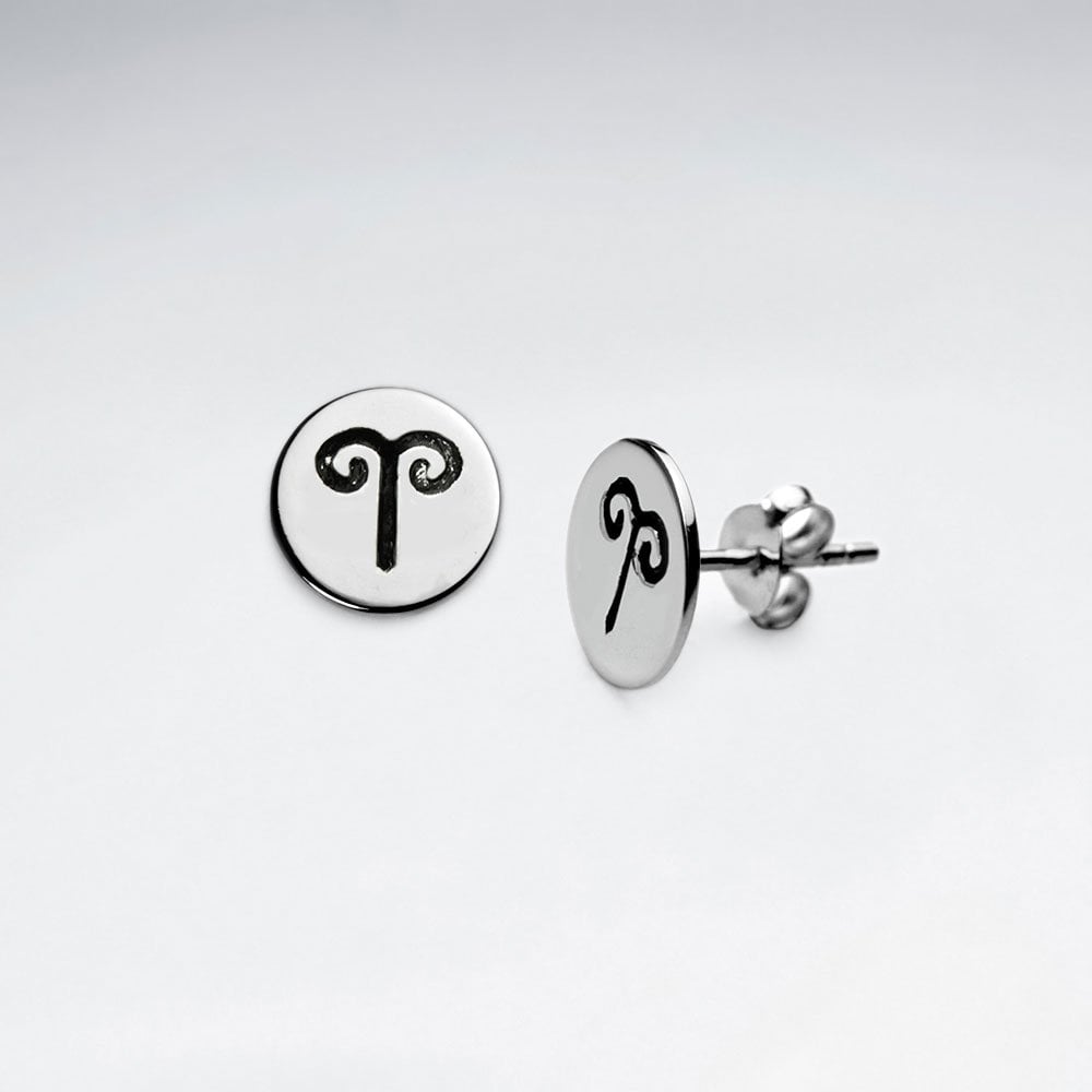 Sterling Silver Astrological Aries Stud Earrings