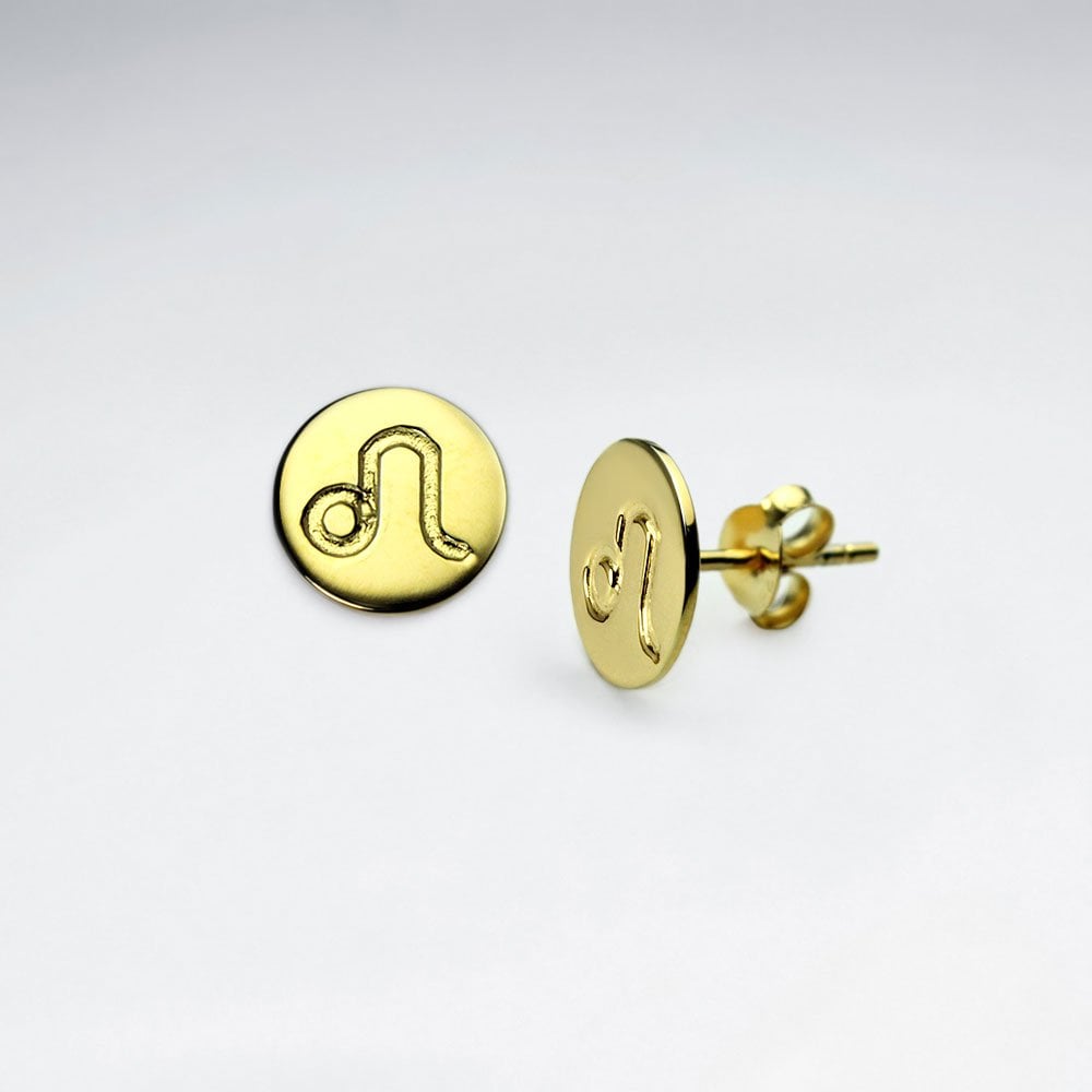Sterling Silver Astrological Leo Stud Earrings