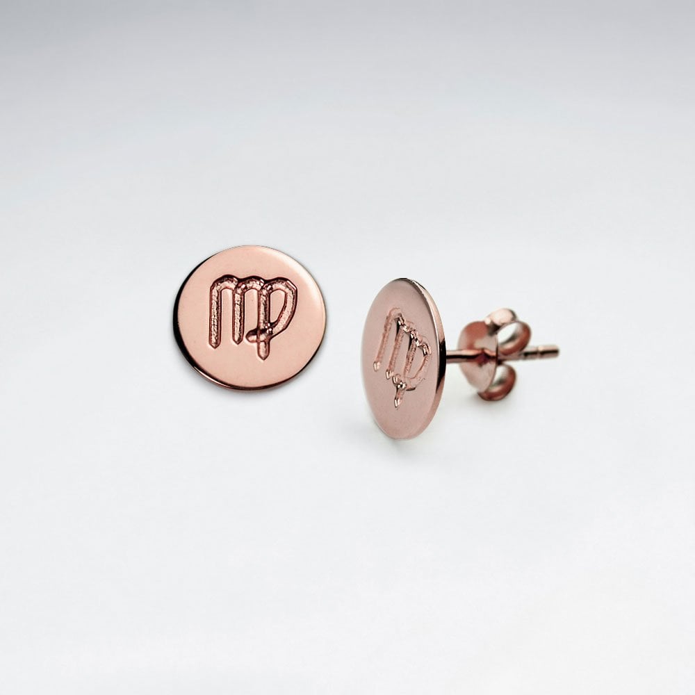Sterling Silver Astrological Virgo Stud Earrings