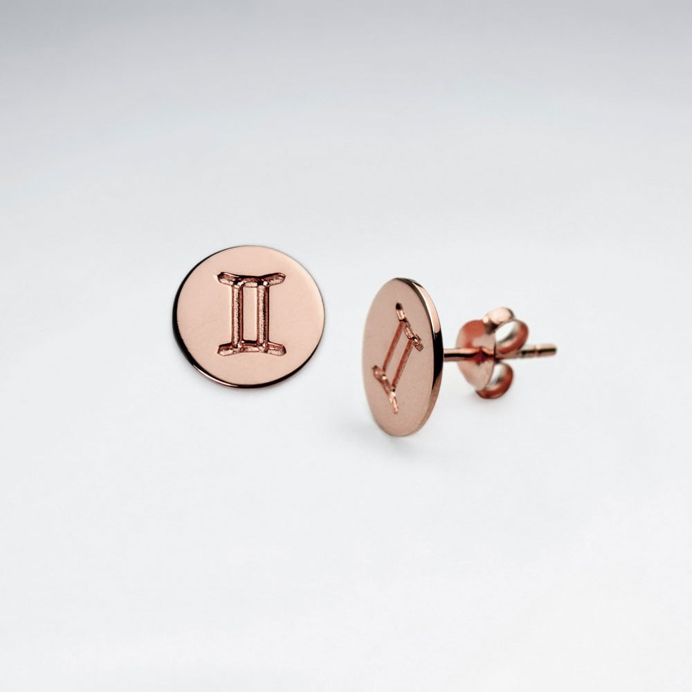 Sterling Silver Astrological Gemini Stud Earrings