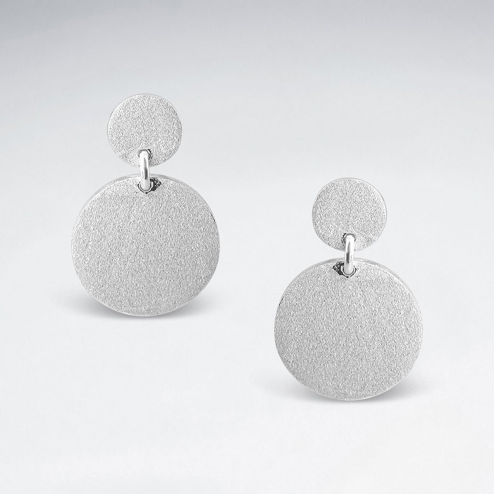 Sterling Silver Double Circle Stud Earrings