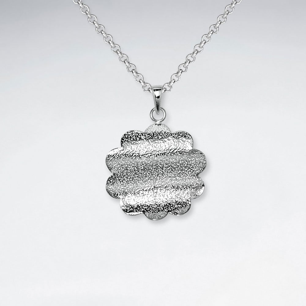 Karen Hill Tribe Silver Scalloped Circle Silhouette Pendant